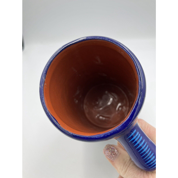 Vintage Folk Art Mexican Pottery Mug 5.5 In Signed Brett 2005 - Picture 4 of 5